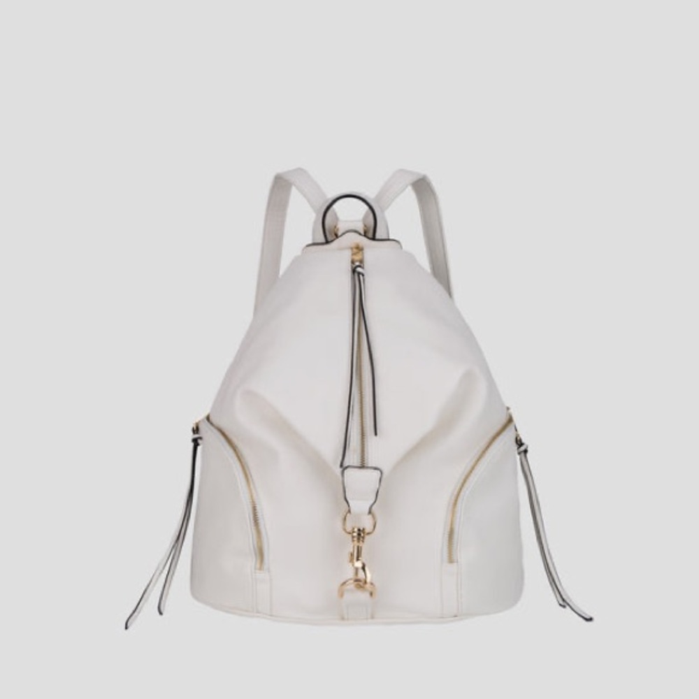 ZAN Vegan Leather Backpack With Zipper Pockets On Both Sides